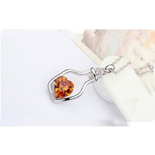 Profisher Moda Kristal Şişedeki Sürüklenen Kalp Rhinestone Kolye Zincir  Altın / Dore