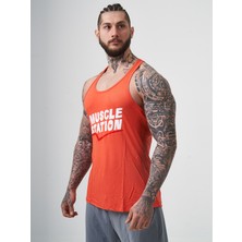 Muscle Station Musclestation Toughman Tank Turuncu Workout Fitness Atlet