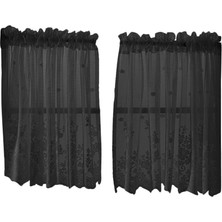 Newdv Dantel Mutfak Perde Seviyesi Veya Valance Banyo Pencere Perde Kısa Örtü Siyah-2 TIERS-74X61 cm (Yurt Dışından)