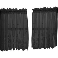 Newdv Dantel Mutfak Perde Seviyesi Veya Valance Banyo Pencere Perde Kısa Örtü Siyah-2 TIERS-74X61 cm (Yurt Dışından)