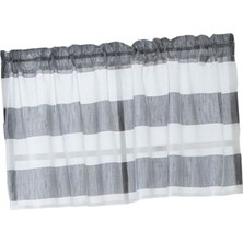 Newdv Pencere Çizgili Kısa Valans Çubuk Cep Perdeleri Mutfak Grey_ 74X60 cm (Yurt Dışından)
