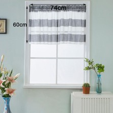 Newdv Pencere Çizgili Kısa Valans Çubuk Cep Perdeleri Mutfak Grey_ 74X60 cm (Yurt Dışından)
