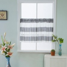 Newdv Pencere Çizgili Kısa Valans Çubuk Cep Perdeleri Mutfak Grey_ 74X60 cm (Yurt Dışından)