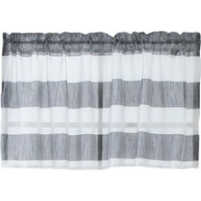 Newdv Pencere Çizgili Kısa Valans Çubuk Cep Perdeleri Mutfak Grey_ 74X60 cm (Yurt Dışından)