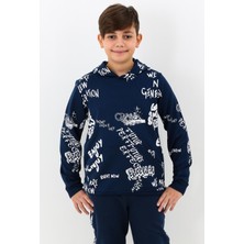 Cansın Mini Erkek Çocuk Yazı Baskılı Kapşonlu Sweatshirt 4-14YAŞ 14020