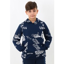 Cansın Mini Erkek Çocuk Yazı Baskılı Kapşonlu Sweatshirt 4-14YAŞ 14020