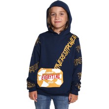 Cansın Mini Erkek Çocuk Everyting Baskılı Kapşonlu Sweatshirt 14017