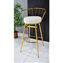 J&S Quality Özgün Tasarımı, Şıklığı, Konforu ve Kaplama Altın Sarısı Rengi ile 75 Cm. Oturumlu Bar Taburesi.