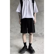 Amor Man Sokak Stili Pamuk Dokuma Oversize Çift Cep Hıp Hop Kadın Bermuda Şort