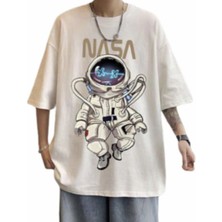 Amor Man Büyük Beden Astranot Baskılı %100 Pamuk Oversize Özel Tasarım Erkek T-Shirt