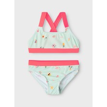 Name İt 13199651-Y Hızlı Kuruma Özellikli Antibakteriyel Desenli Açık Mavi Kız Çocuk Bikini Takım