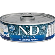 N&d Ocean- Ton Balığı, Morina Balığı,karides,balkabağı Yetişkin Kedi Konservesi 80 gr