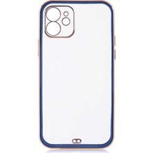 CoverZone iPhone 12 ile Uyumlu Kılıf Pastel Renklerden Oluşturulmuş Şeffaf Bright Kapak Lacivert