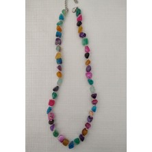 Atl Renkli Akik Doğaltaş Kolye