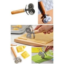 Megaw Pizza Dilimleyici Çift Ağızlı Hamur Kesici Ahşap Saplı