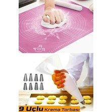 Megaw Silikon Hamur Açma Matı & Krema Sıkma Torbası, Kek Pasta Süsleme