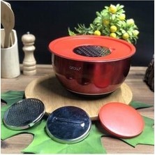 Megaw Paslanmaz Çelik Rendeli Kırmızı Karıştırma Kabı