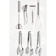 Megaw 7 Adet Paslanmaz Çelik Pratik Mutfak Hazırlık Servis Maşa Seti