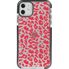 Apple iPhone 11 Uyumlu Renkli Silikon Leopar Rose Telefon Kılıfı