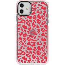 Apple iPhone 11 Uyumlu Renkli Silikon Leopar Rose Telefon Kılıfı