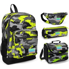 Coral High Yeşil Kamuflaj Erkek Çocuk 4'lü Ilkokul Çanta Seti