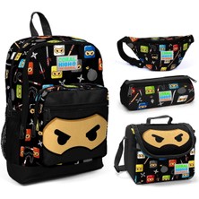 Coral High Ninja Baskılı Erkek Çocuk 4'lü Ilkokul Çanta Seti