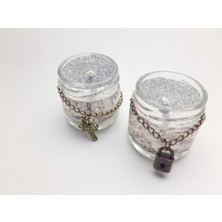 Be Beauty Gümüş Grisi  Simli Kavanoz Mum (2 Adet)