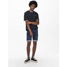 Only & Sons Normal Bel Düz Koyu Mavi Erkek Şort - 22018582_Onsply Life Reg D Blue Jog