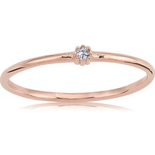 Fasek Gold 0,05 CT Pırlanta (Signity) Taşlı Minimal İnce Tel 925 Ayar Gümüş Yüzük-Minimal Tektaş Gümüş Yüzük