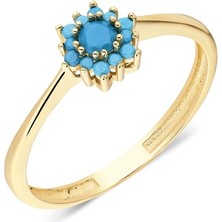 Fasek Gold Evlilik Teklifi Yüzüğü - 14 Ayar Altın Gül 0.50 Ct Turkuaz Taşlı Tek Taş Evlilik Teklifi Yüzüğü