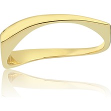 Fasek Gold Yay 925 Ayar Gümüş Yüzük-Yay Taşsız Spor Tasarım Yüzük-Taşsız Hediye Modern Tasarım 925 Ayar Yüzük
