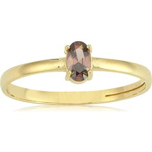 Fasek Gold Gümüş Yüzük - 0.40 Karat Smoky Quartz Gümüş Tektaş Yüzük-Smoky Tektaş Hediyelik 925 Ayar Gümüş Yüzük