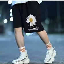 Amor Man Imagıne Papatya Dijital Baskılı %100 Pamuk Çift Cep Özel Tasarım Erkek Bermuda Şort