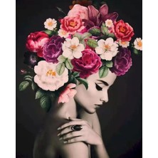 Lily Hobbyland Lilyhobbyland Sayılarla Boyama Seti Çerçevesiz Rulo 40X50 cm Kadının Çiçek Duruşu 4