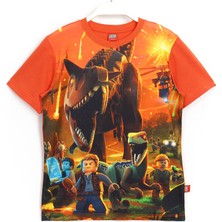 Dinazor Temalı Oyun LEGO Jurassic World 2 Erkek Çocuk T-Shirt Turuncu