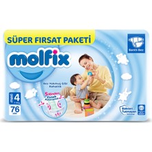 Molfix Bebek Bezi Beden:4 (9-14kg) Maxi 76 Adet Süper Fırsat Pk