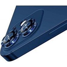 Teknoparkta Apple iPhone 12 Mini Kamera Koruyucu Lens Mercek Metal Çerçeveli 2li Set Mavi Blue