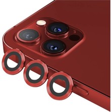 Teknoparkta Apple iPhone 13 Pro Max Kamera Koruyucu Lens Mercek Metal Çerçeveli 3lü Set Kırmızı Red