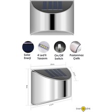 Technojet 2ADET Solar Metal Tek Taraflı Aplik Duvar Lambası Dekoratif LED Aydınlatma Güneş Enerjili