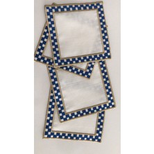 Lilies AtelierLilies Atelier Mackenzie Damalı Mavi 4 Adet Nakışlı Kokteyl Sunum Peçetesi Luxury