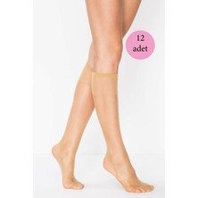 Penti 12 Adet Kadın Diz Altı Parlak Fit 15 Denye Çorap Ten