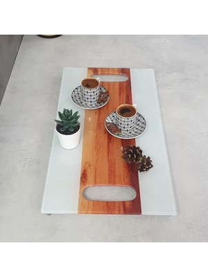 Decorita Cam Tepsi | Ahşap Şeritli | 29cm x 52cm