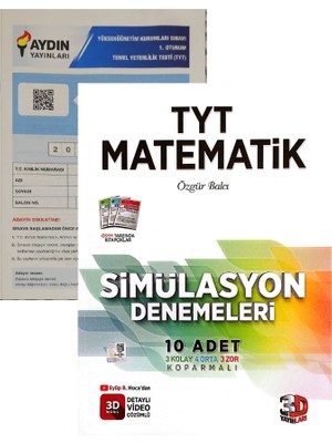 3D Yayınları yayınları TYT Matematik Deneme - Yeni Baskı - Aydın Yayınları Denemeli