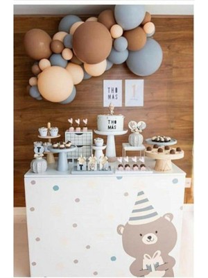 Best Parti Pastel Gri-Kahverengi-Ten Balon 70 Adet + 5 Mt. Balon Zinciri