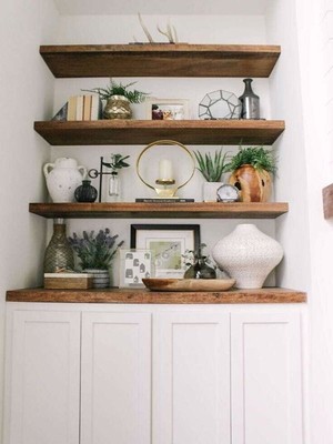 Karadeniz Dizayn Doğal Ahşap Raf 3'lü Takım - 60X20 cm