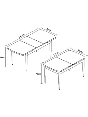 Rovena Bade 70 x 114 cm Siyah Mermer Desenli Açılabilir Mutfak Masası Takımı 6 Haki Yeşili Sandalye