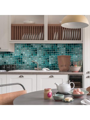 Vonluxe Kendinden Yapışkanlı Backsplash Stick-On Sanat Duvar Kiremit Sticker Duvar Kağıdı-Göl Mavi 003 (Yurt Dışından)