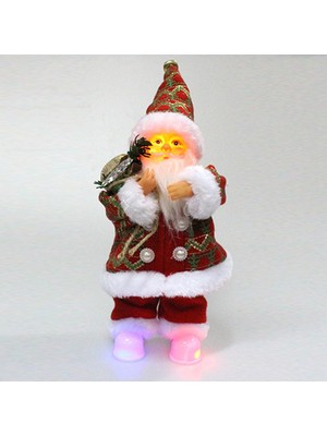 Ashley Elektrikli Noel Baba Heykelcik Müzik Bebek Süsleme Noel Partisi Masaüstü Dekor Santa Kırmızı Giysiler (Yurt Dışından)