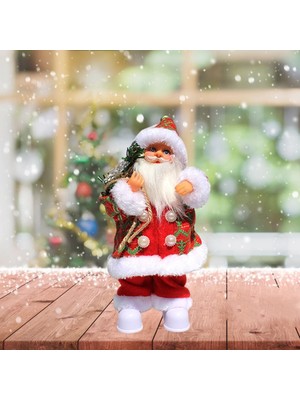 Ashley Elektrikli Noel Baba Heykelcik Müzik Bebek Süsleme Noel Partisi Masaüstü Dekor Santa Kırmızı Giysiler (Yurt Dışından)