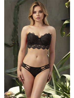 Nurteks Kadın Destekli Sütyen Külot Takım Siyah 4584 Esnek Yapı ve Yumuşak Kumaş Özellikli